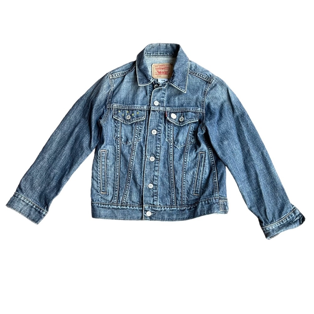 Levi’s Women’s Original Trucker Jean Jacket W/Embroidered Flower/Stars Size M